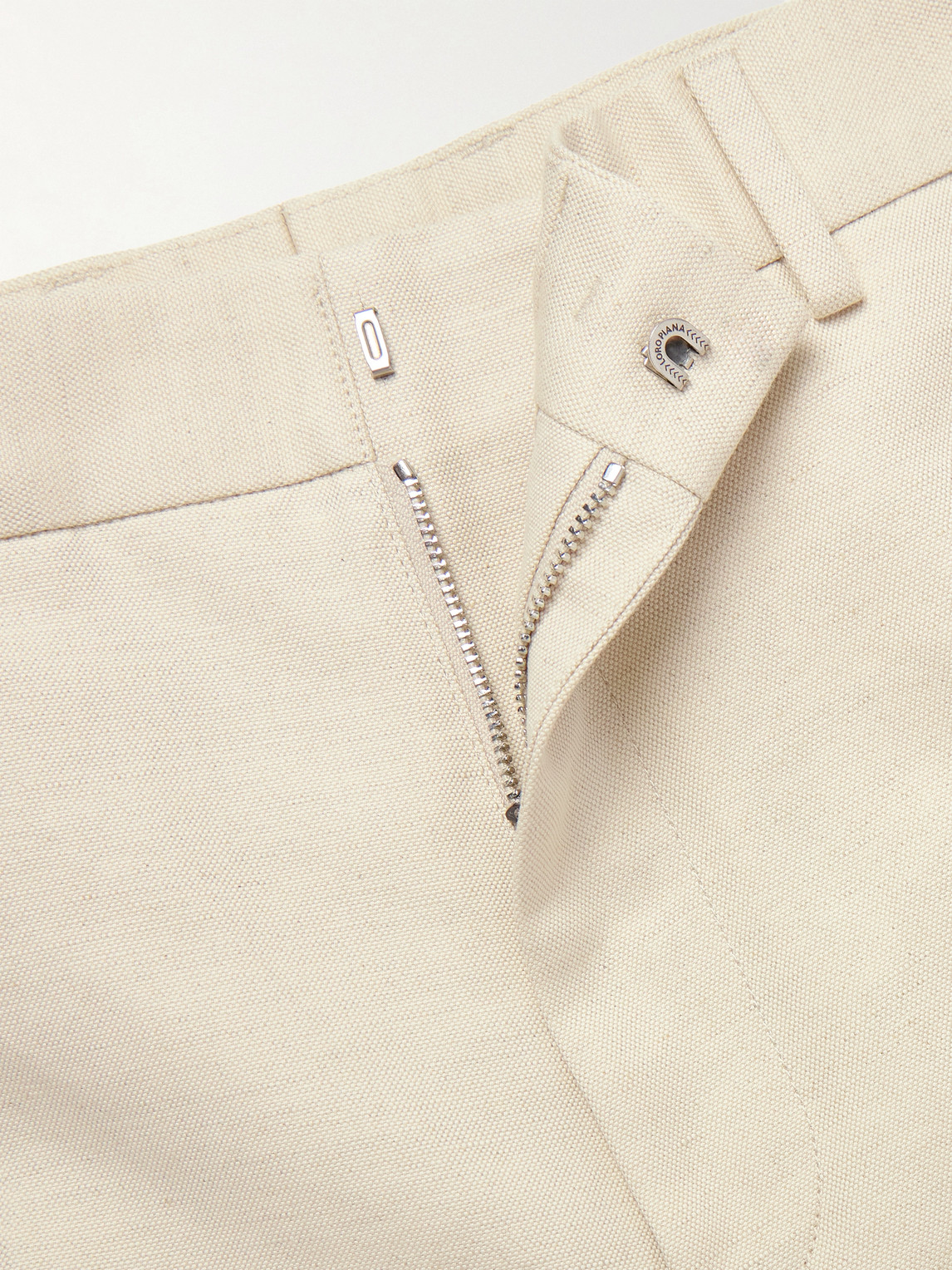 Loro Piana Cedric Tapered Cotton And Linen-blend Canvas Trousers In Neutrals