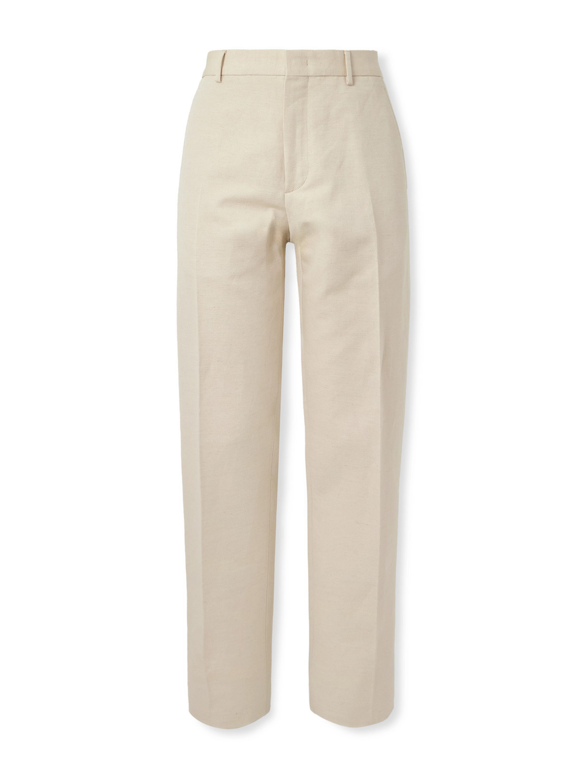 Loro Piana Cedric Tapered Cotton And Linen-blend Canvas Trousers In Neutrals