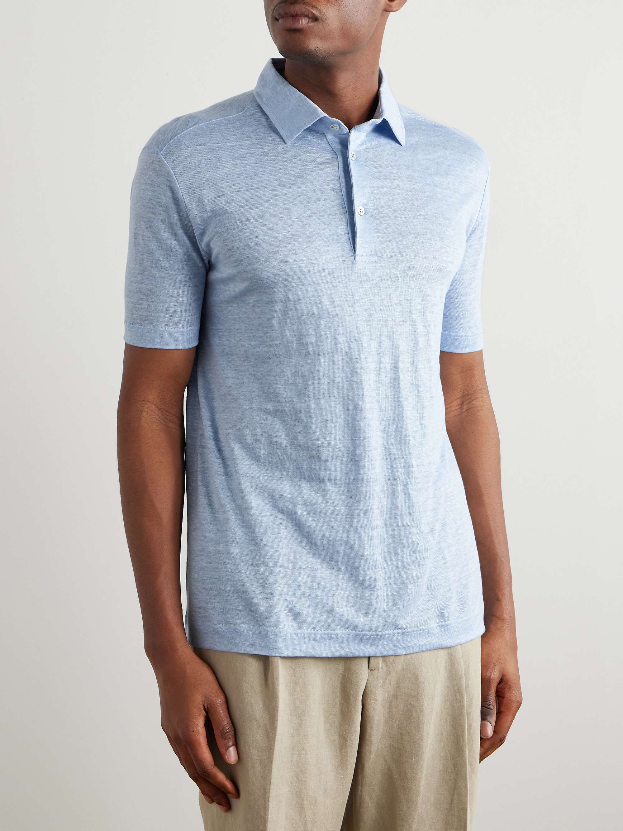LORO PIANA Linen-Jersey Polo Shirt