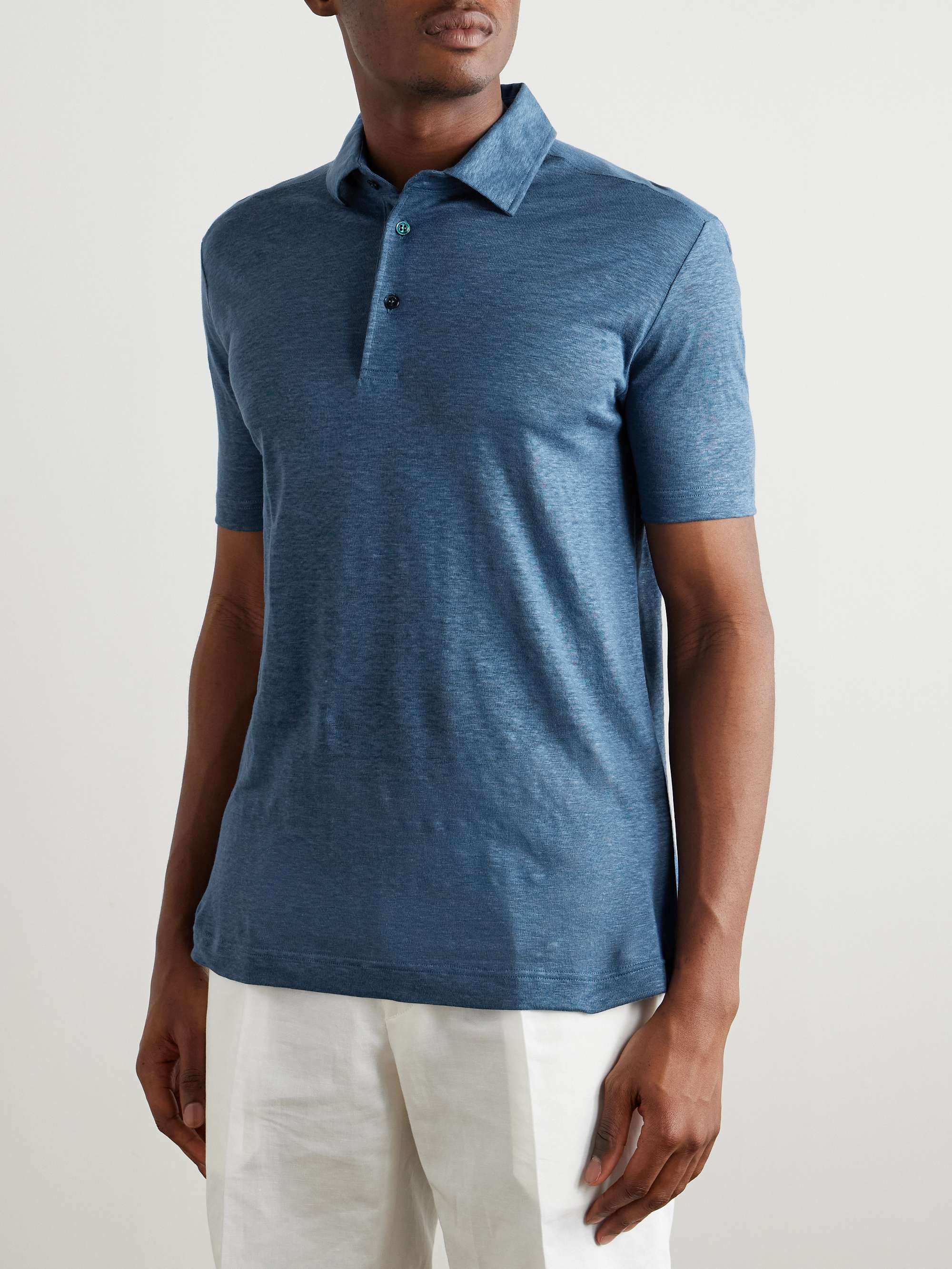 LORO PIANA Linen-Jersey Polo Shirt