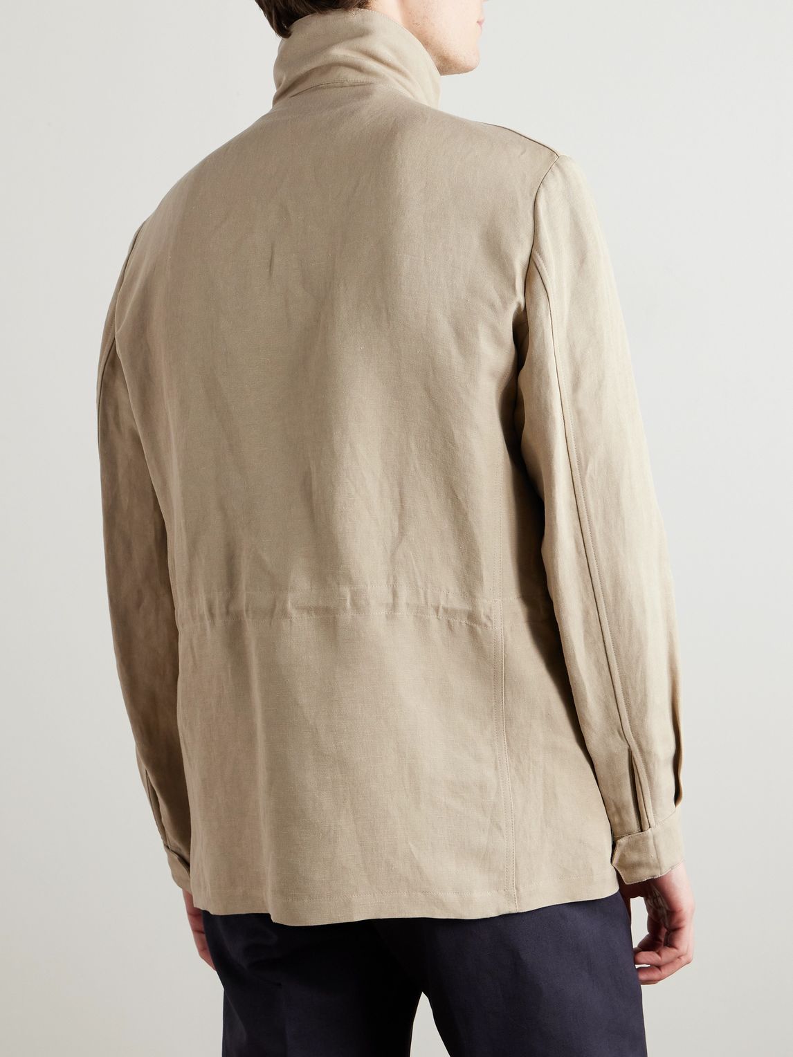 Linen Silk Blend Field Jacket | 로로 피아나 | FETCHING