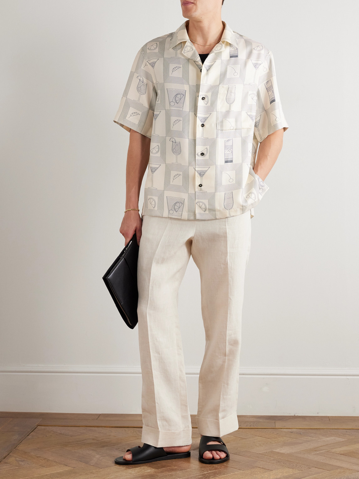 Loro Piana Aperitivo Federico Camp-collar Printed Silk-twill Shirt