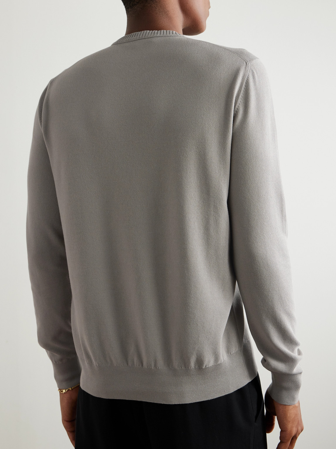 Loro Piana Cotton And Silk-blend Piqué Sweater In Gray