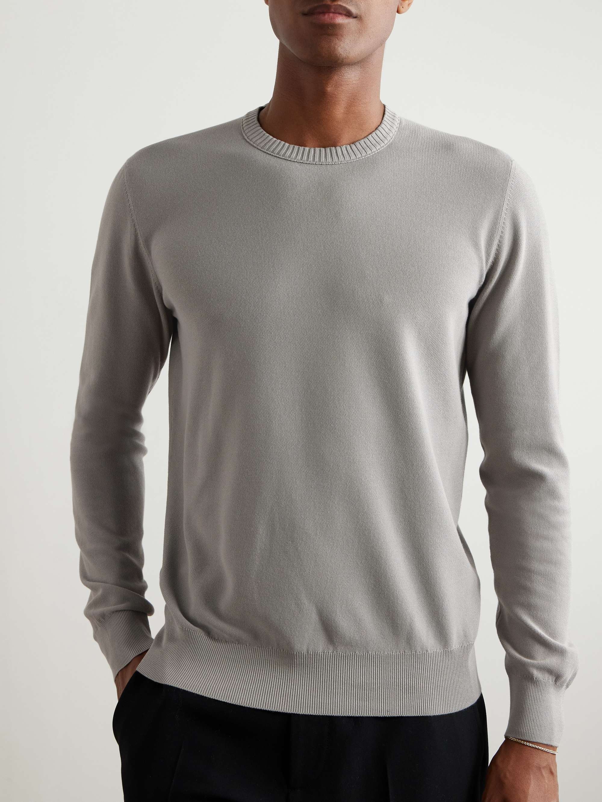 LORO PIANA Cotton and Silk-Blend Piqué Sweater