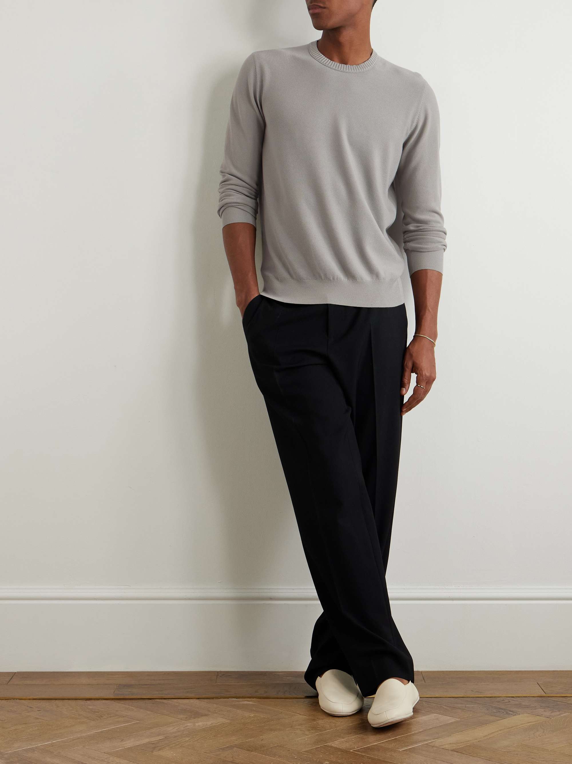 LORO PIANA Cotton and Silk-Blend Piqué Sweater