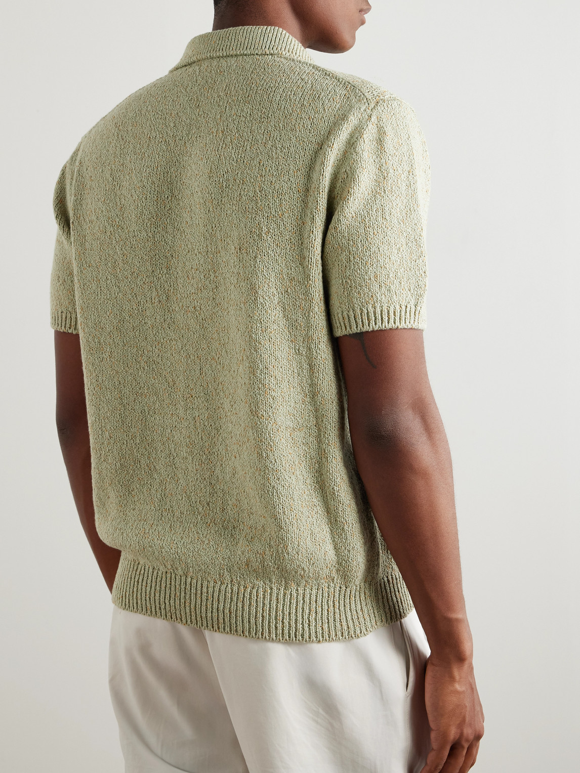 Loro Piana Meina Mouliné-cotton Polo Shirt In Green
