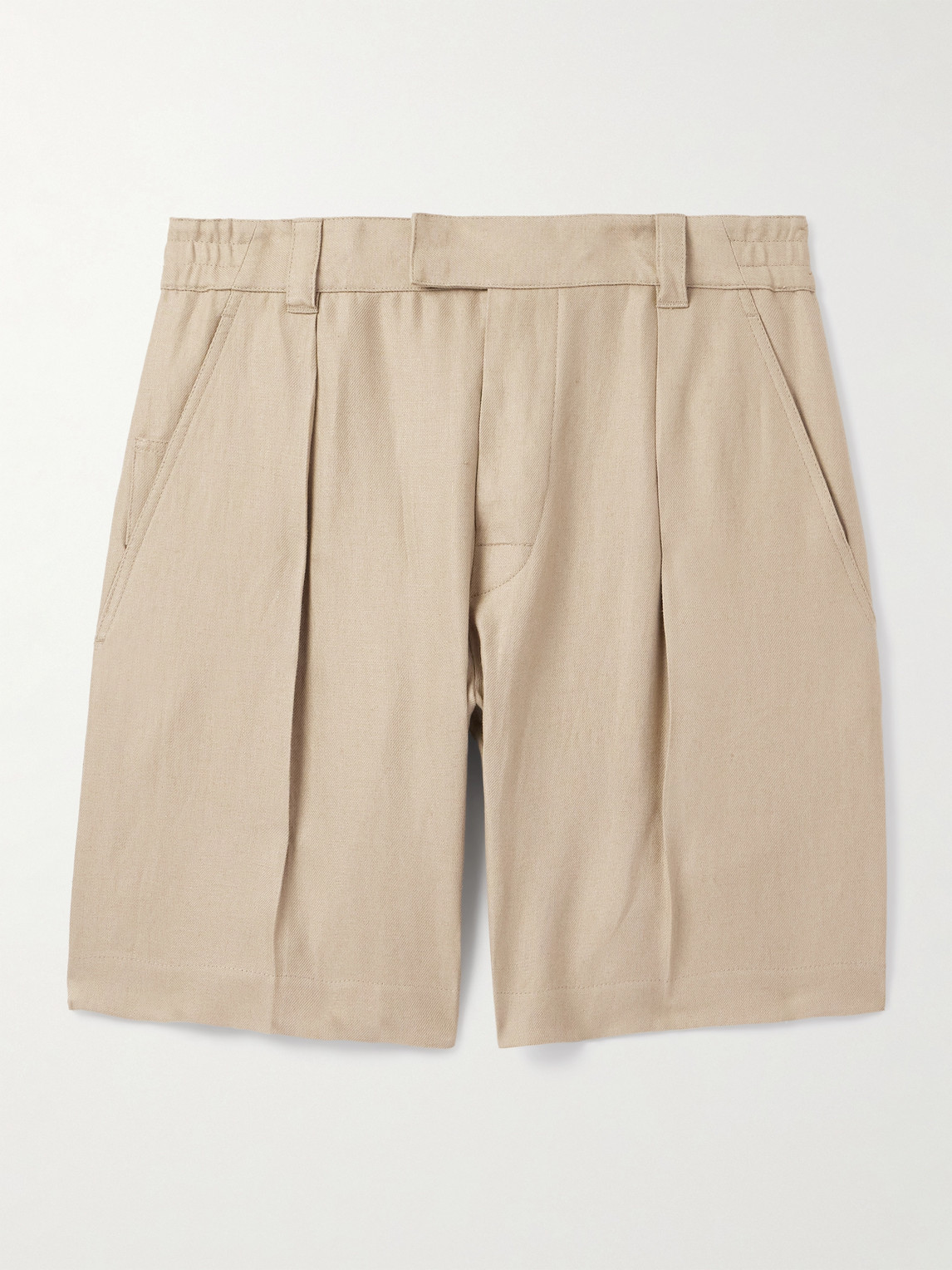 Loro Piana Reinga Wide-Leg Pleated Linen-Twill Bermuda Shorts - Men