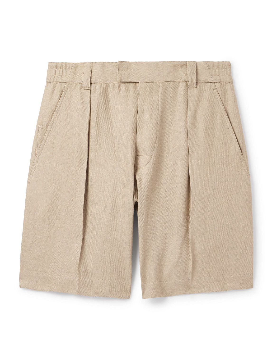 Reinga Wide-Leg Pleated Linen-Twill Bermuda Shorts