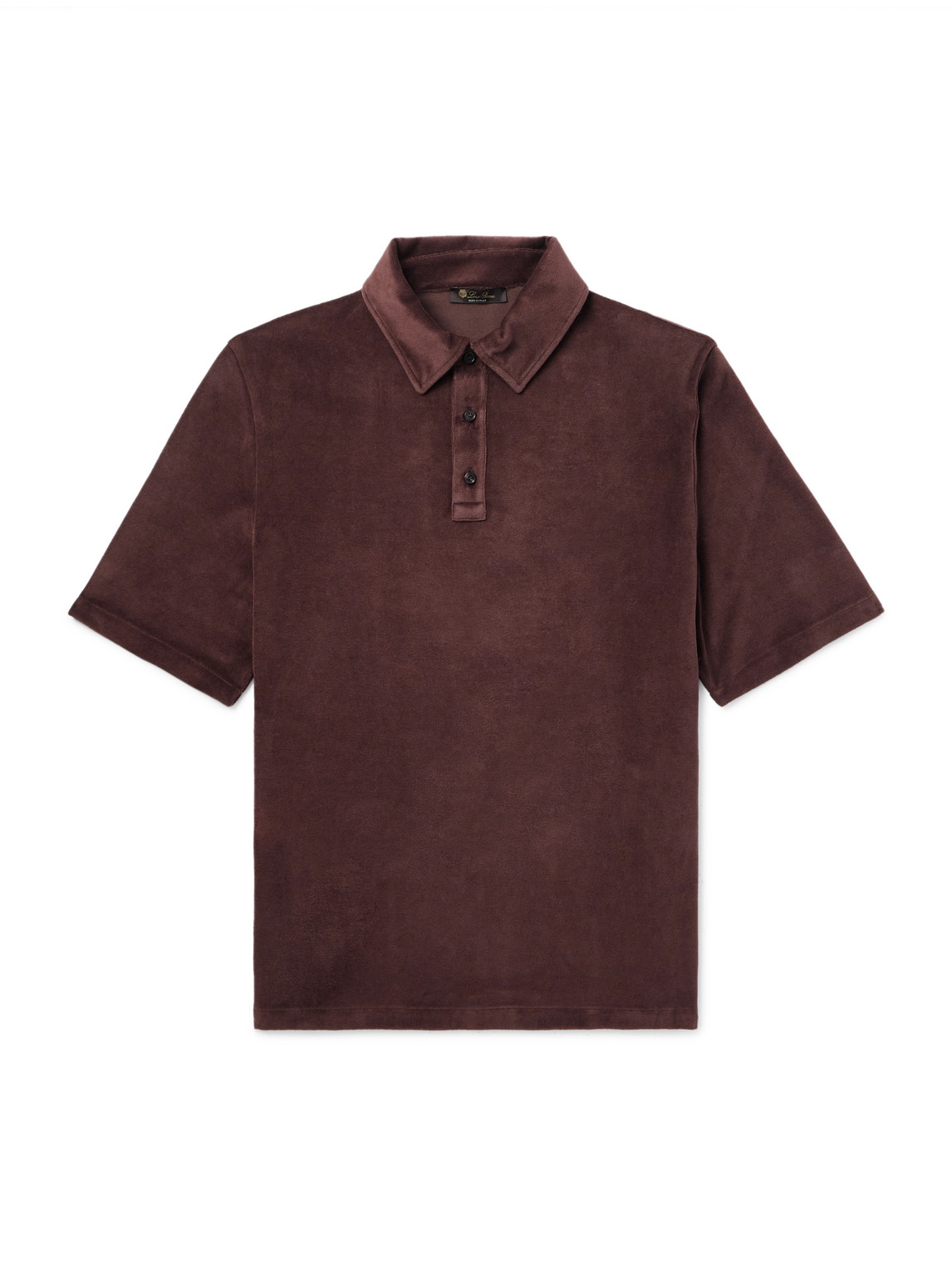 Loro Piana Cotton And Silk-blend Velour Polo Shirt In Brown