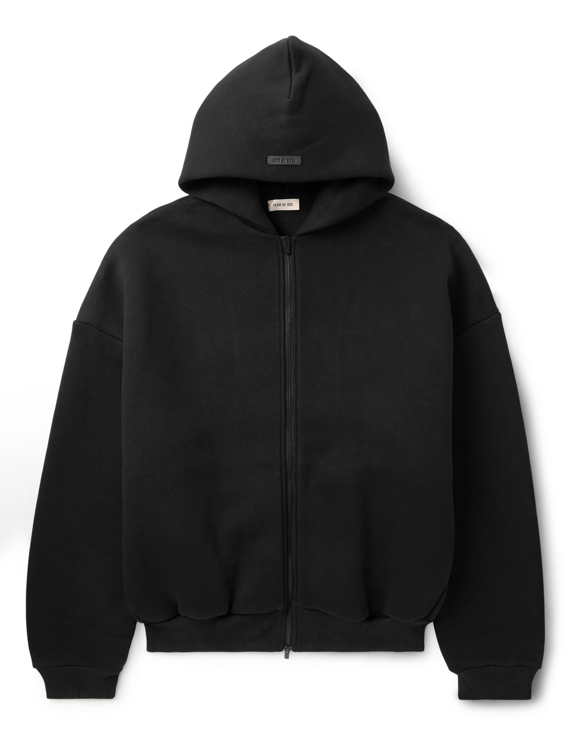 Fear Of God Oversized Logo-appliquéd Debossed Cotton-blend Jersey Hoodie In Black