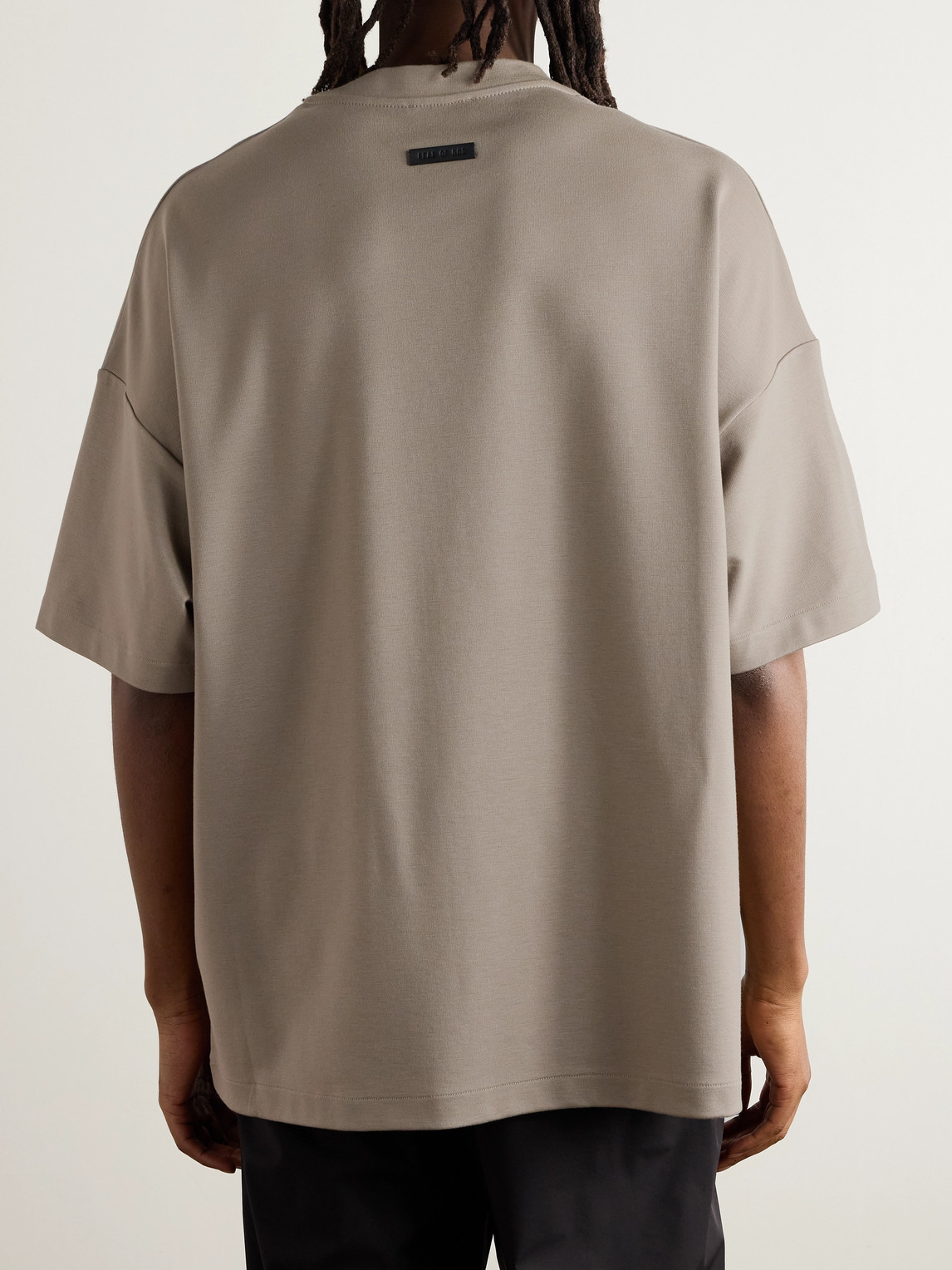 Shop Fear Of God Oversized Logo-appliquéd Stretch-jersey T-shirt In Brown