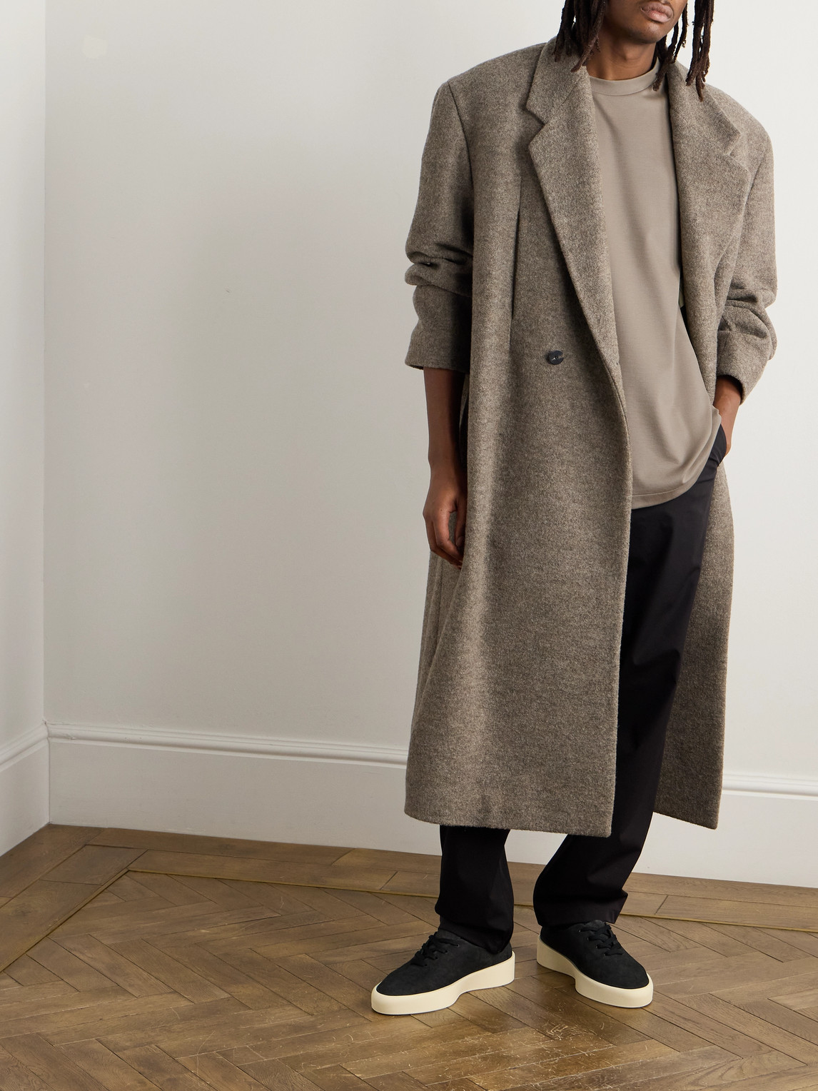 Shop Fear Of God Oversized Logo-appliquéd Stretch-jersey T-shirt In Brown