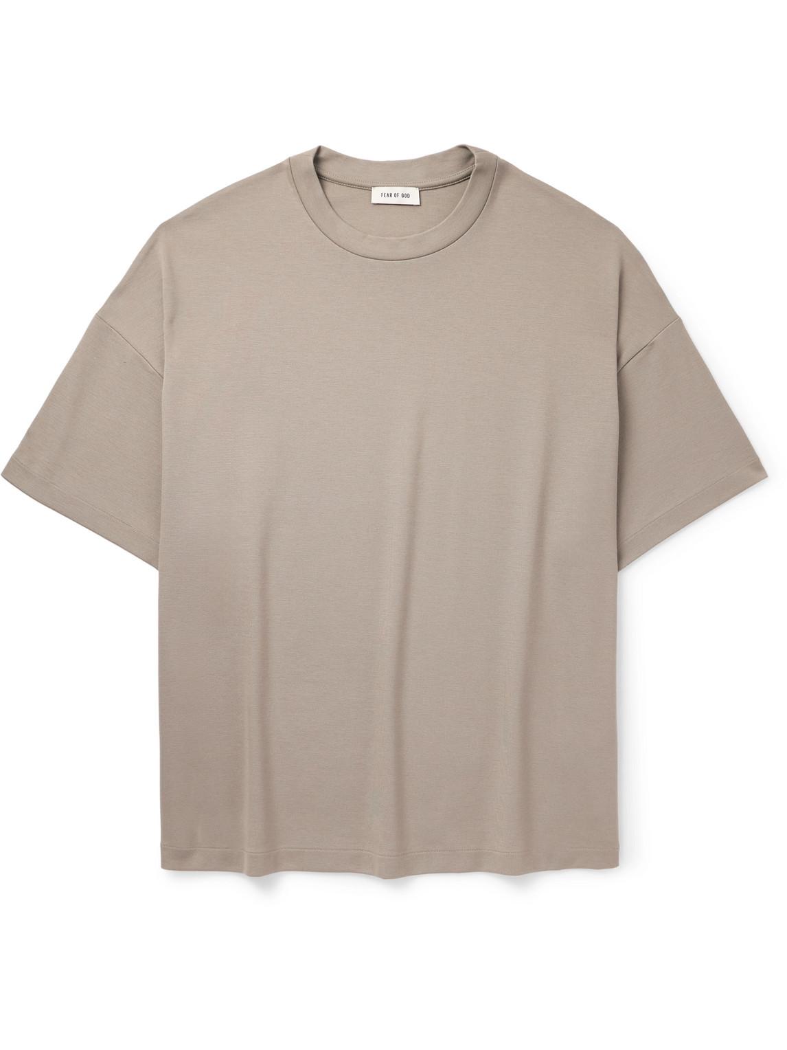 Fear Of God Oversized Logo-appliquéd Stretch-jersey T-shirt In Brown
