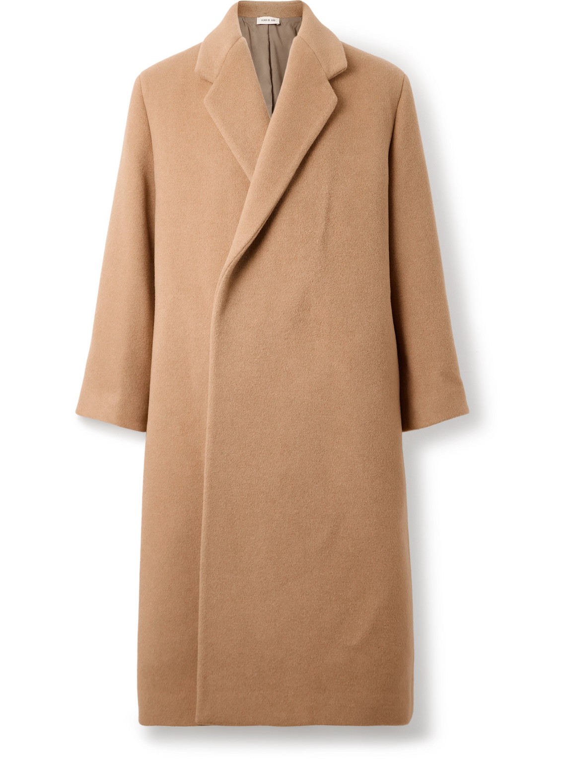 Fear Of God Oversized Double-breasted Belted Melton Wool Overcoat In Brown