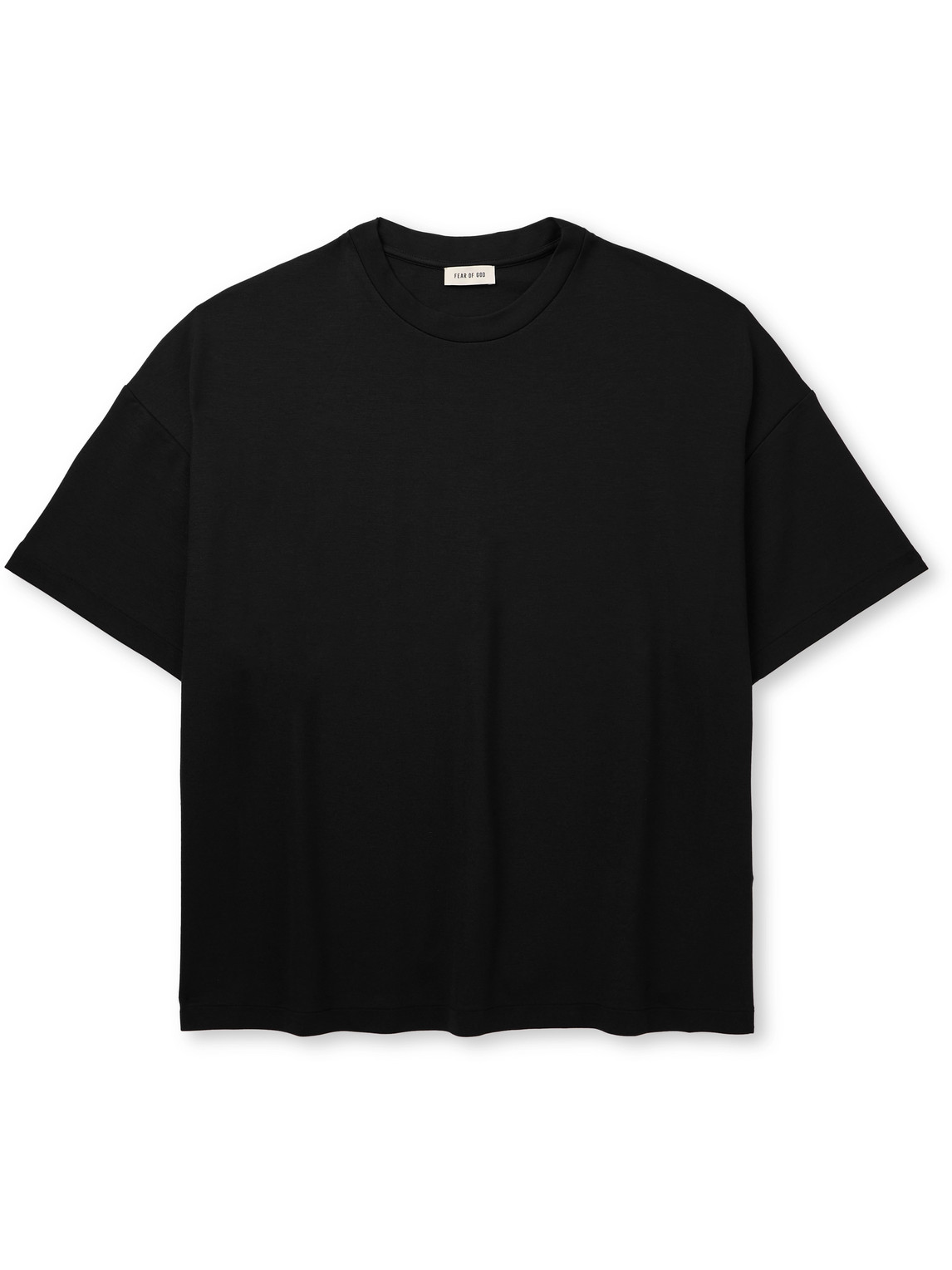 Fear Of God Oversized Logo-appliquéd Stretch-jersey T-shirt In Black