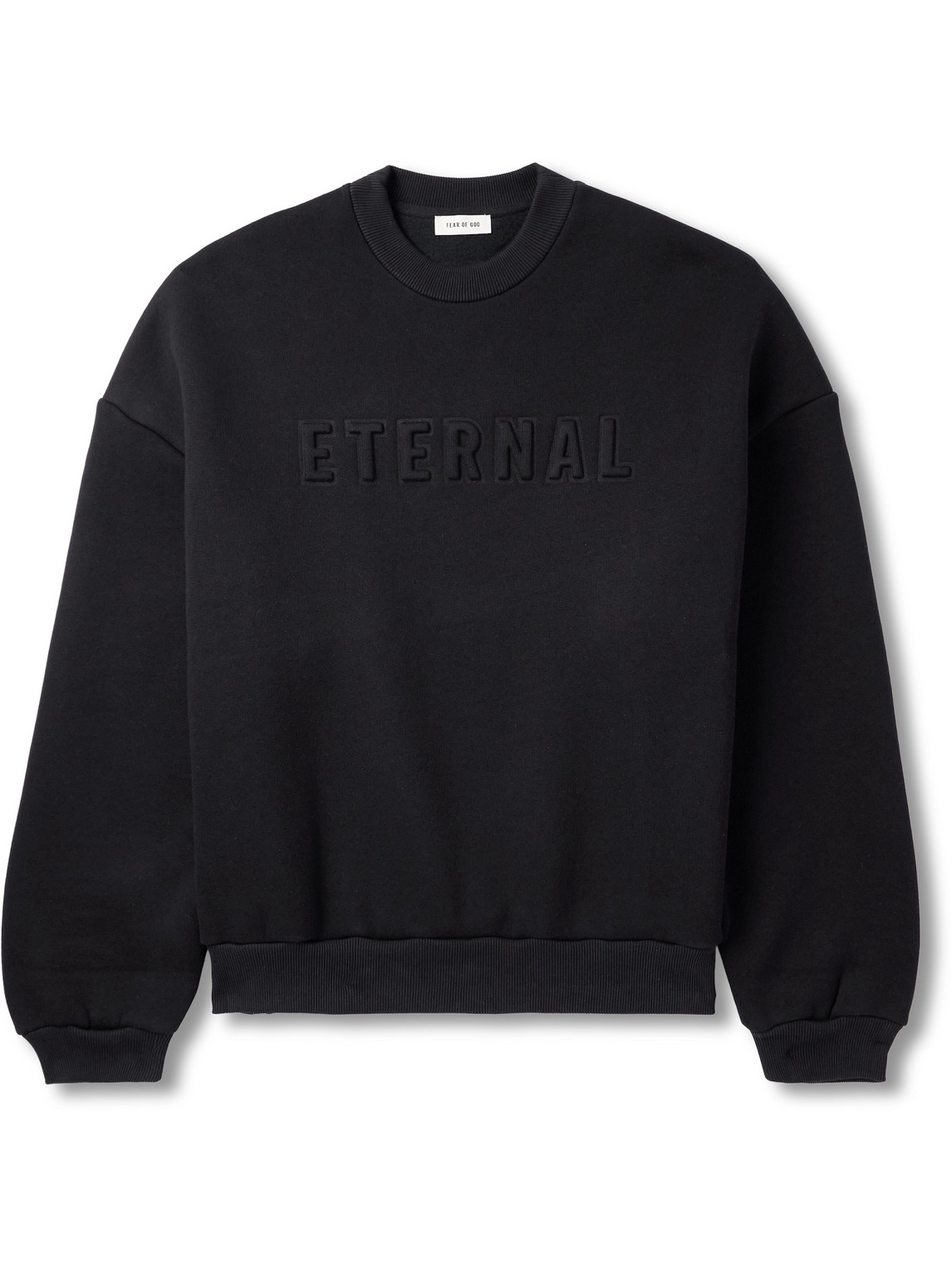 Fear Of God Eternal Oversized Logo-embossed Cotton-blend Jersey Sweatshirt In Black