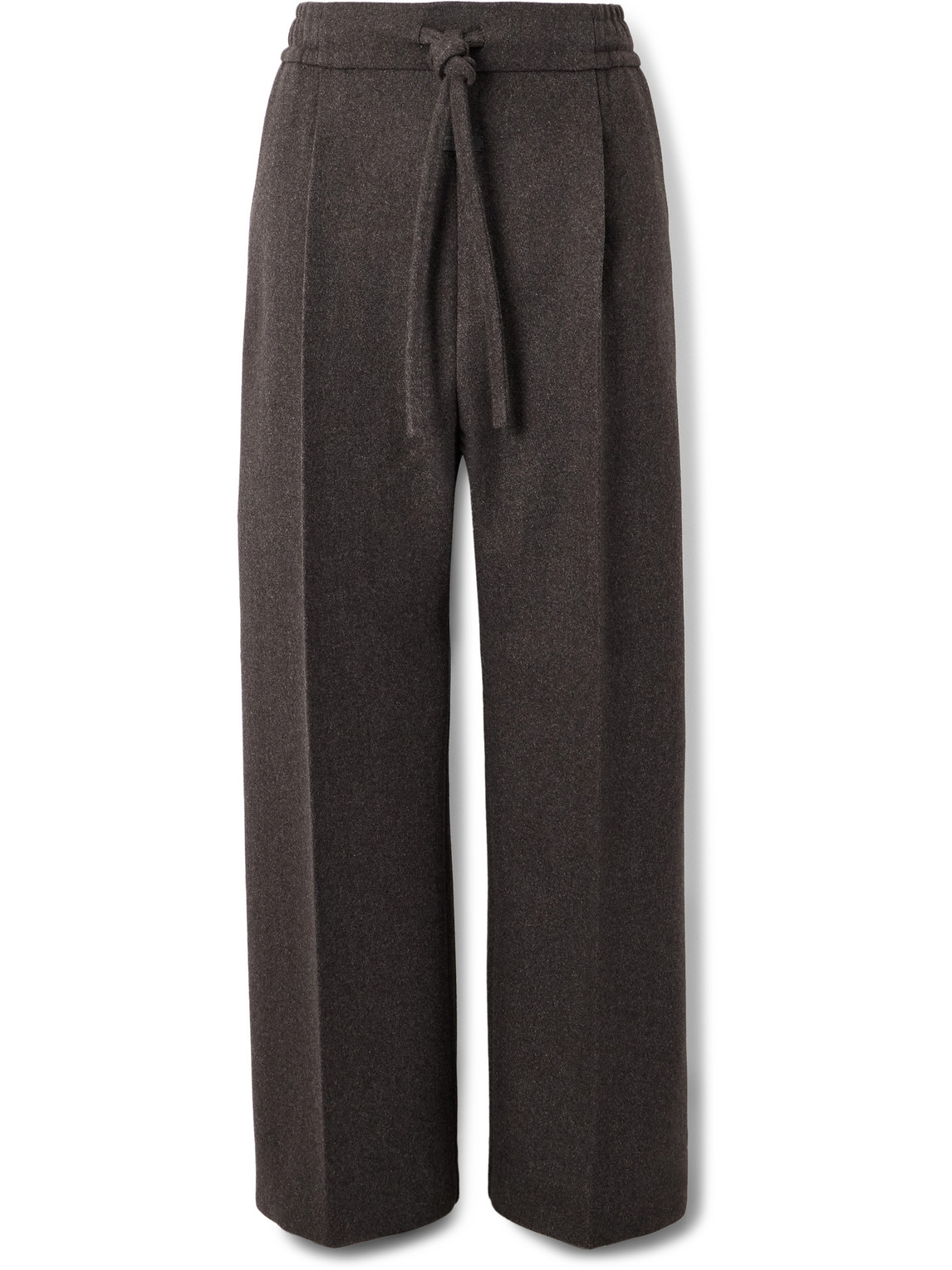 Fear Of God Wide-leg Pleated Wool Drawstring Trousers In Brown