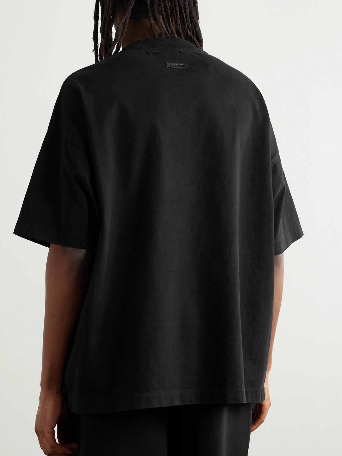 Fear Of God Eternal Black Crewneck T-shirt With Tonal Embroidery On The Front And Logo Patch On The Rear In Cott In Black