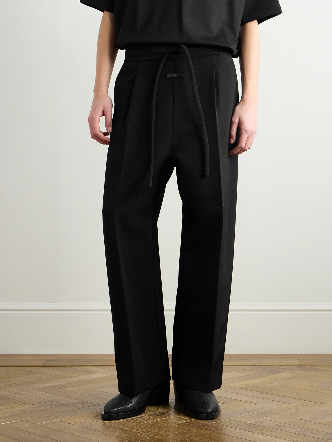 FEAR OF GOD WIDE-LEG PLEATED WOOL AND COTTON-BLEND TWILL DRAWSTRING TROUSERS