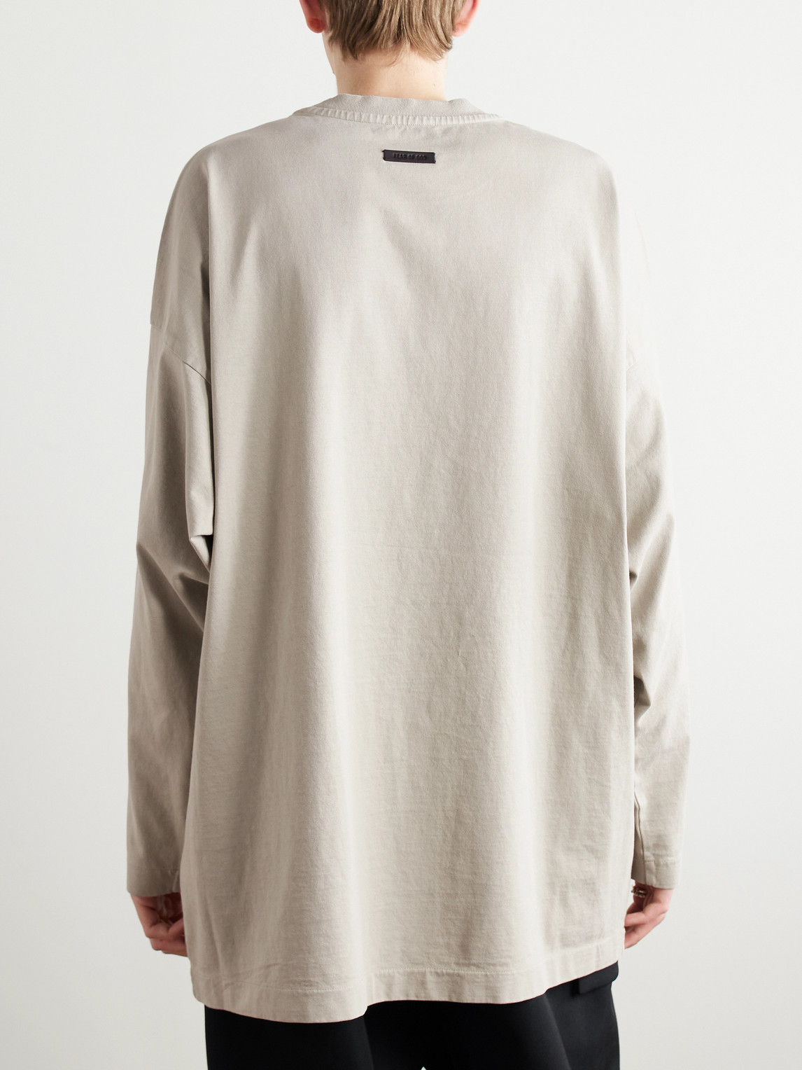 Shop Fear Of God Eternal Oversized Logo-flocked Cotton-jersey T-shirt In Gray