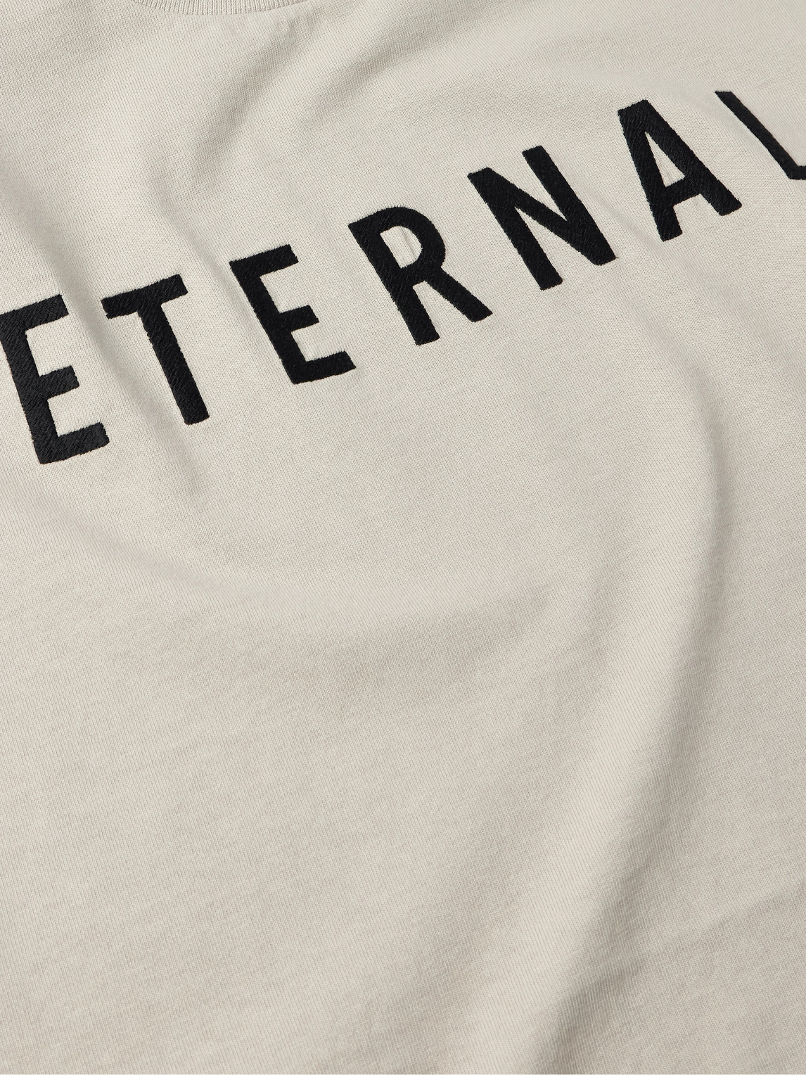 Shop Fear Of God Eternal Oversized Logo-flocked Cotton-jersey T-shirt In Gray