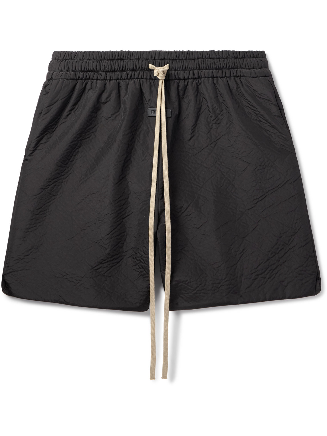 Fear Of God Wide-leg Logo-appliquéd Textured-shell Drawstring Shorts In Black