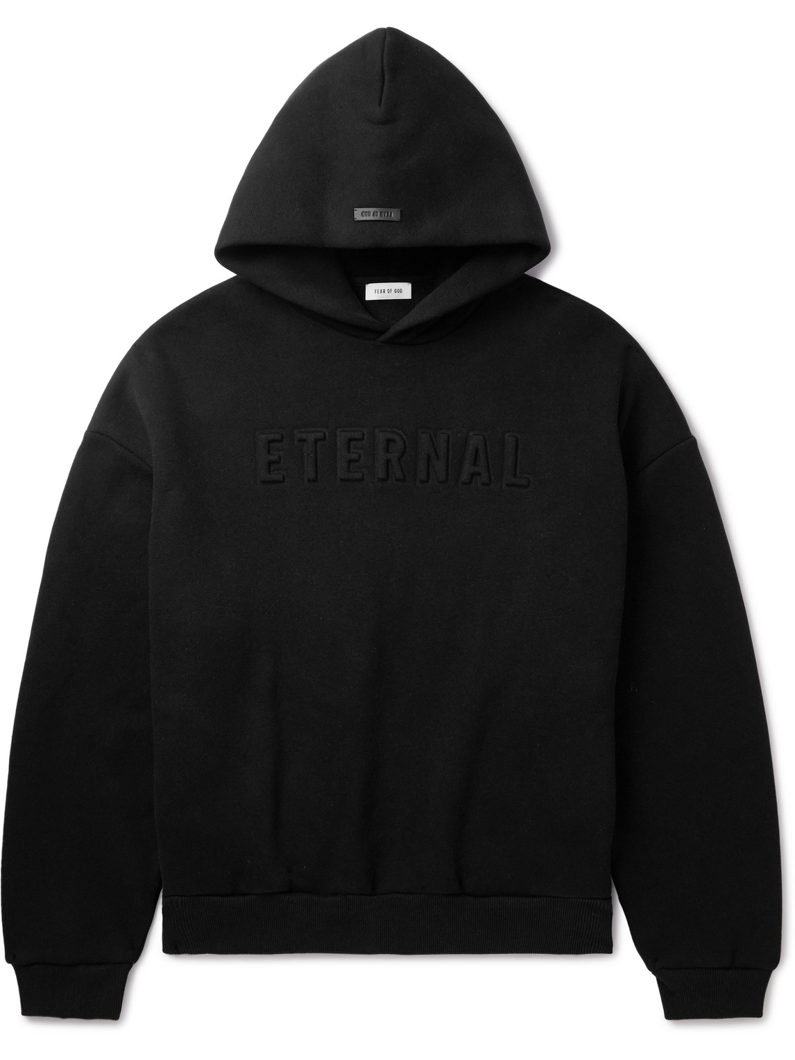 Fear Of God Eternal Black Hoodie With Logo Patch On The Hood And Embroidery On The Front In Cotton Blend Man In Black