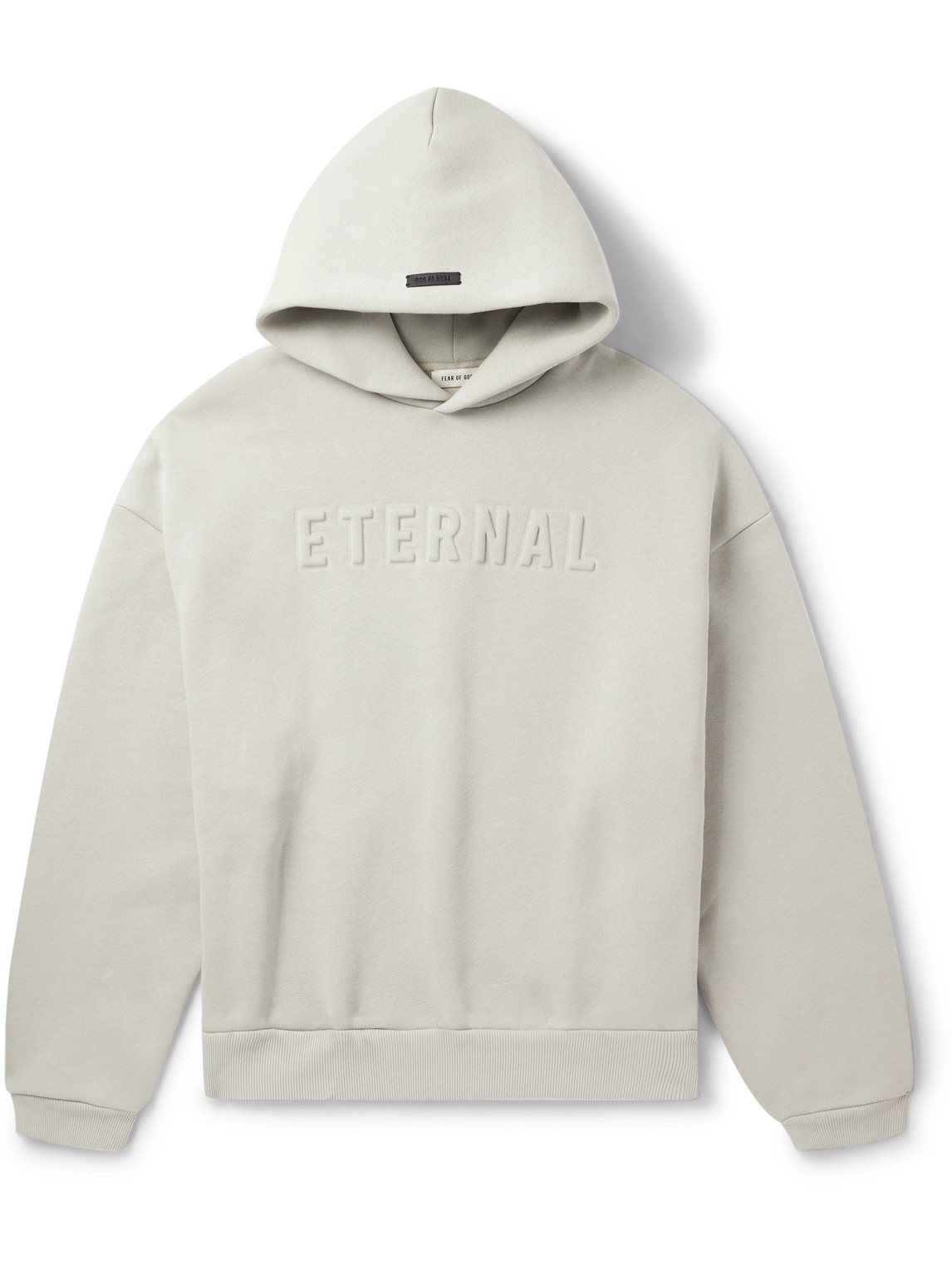 Fear Of God Eternal Logo-embossed Cotton-blend Jersey Hoodie In Gray