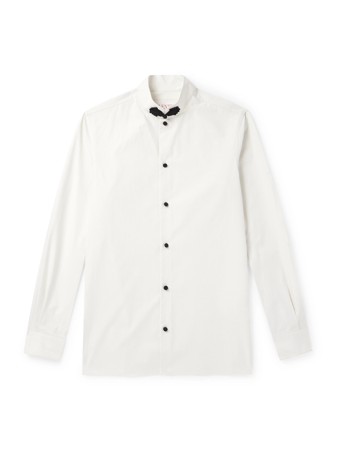 Valentino Shantung Shirt With Decorative Disc Buttons In Neutrals