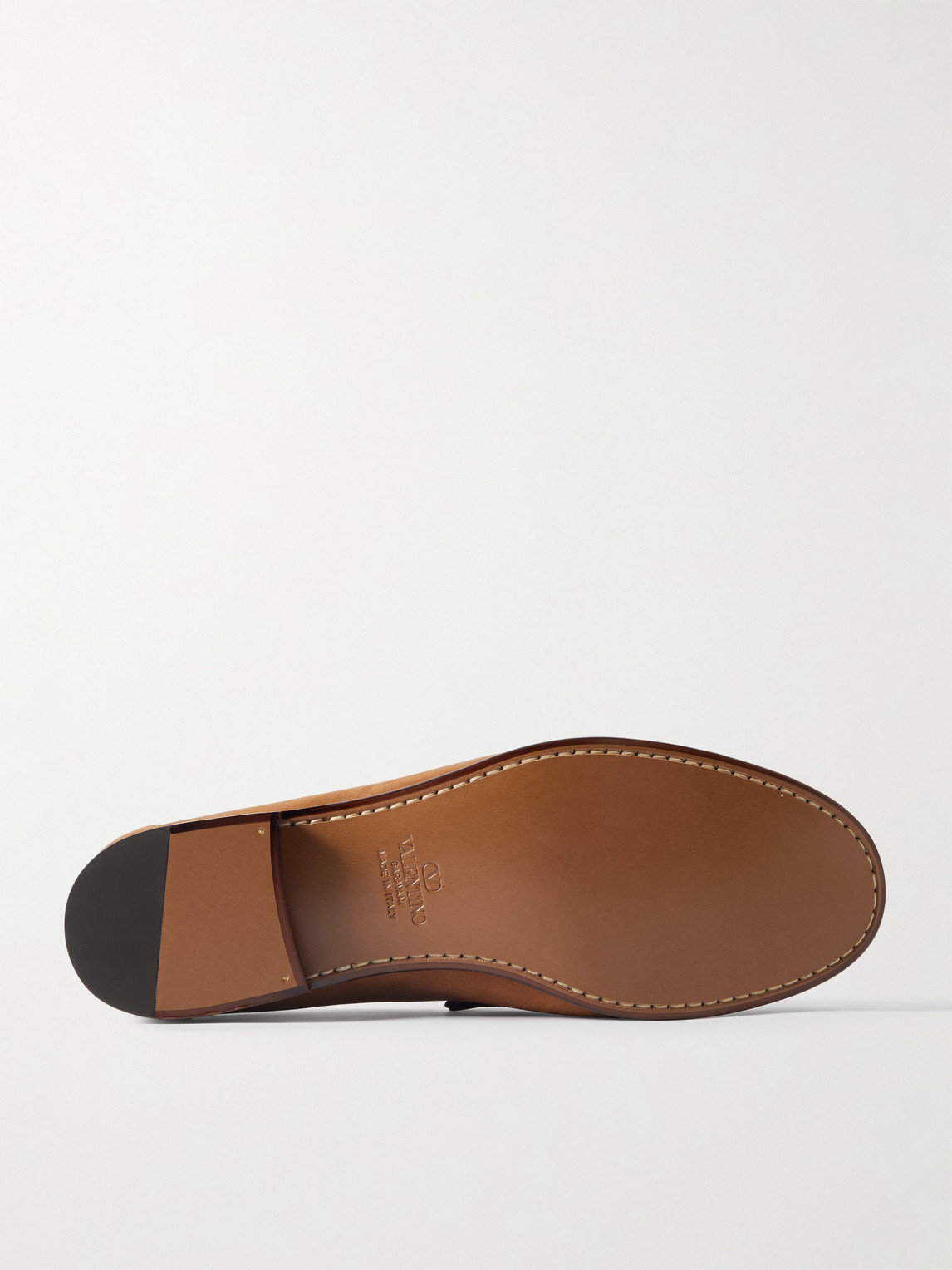 Valentino V-logo Embellished Full-grain Nubuck Loafers In Brown