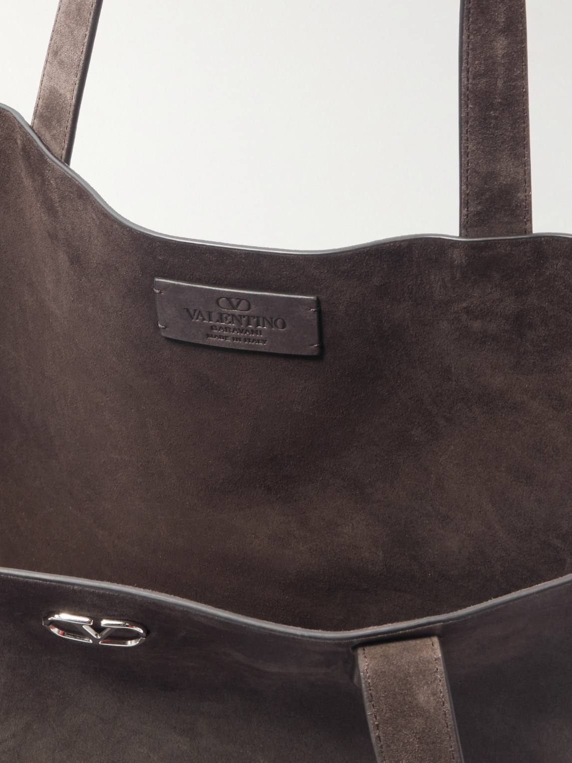 Valentino Nellcôte Embellished Suede Tote Bag In Brown