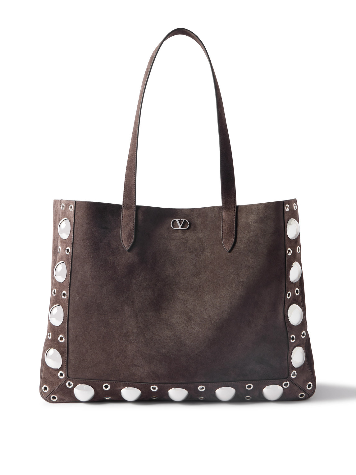 Valentino Garavani Nellcôte Embellished Suede Tote Bag In Brown