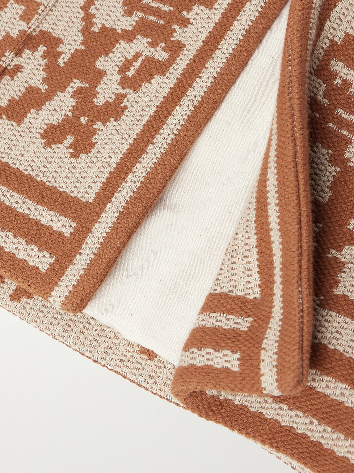 Valentino Shawl-collar Cotton And Linen-blend Jacquard Cardigan In Brown