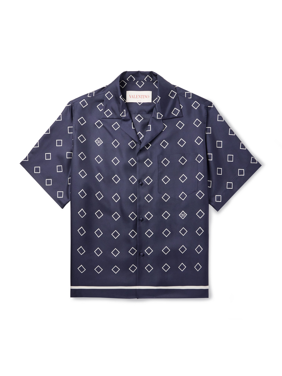 Valentino Camp-collar Printed Silk-twill Shirt