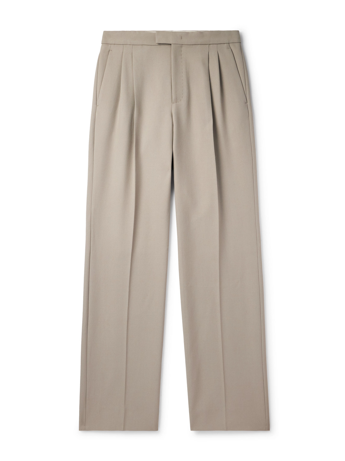 Valentino Wide-leg Pleated Wool-gabardine Trousers In Neutrals