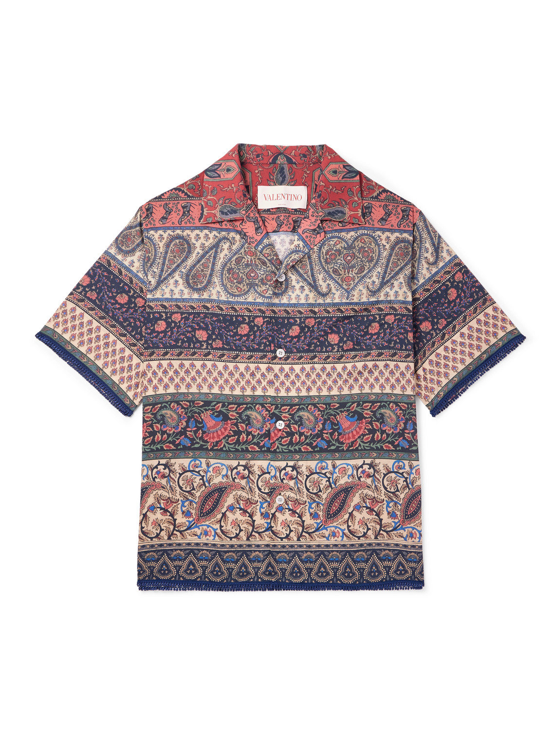 Valentino Camp-collar Printed Cotton-poplin Shirt In Red