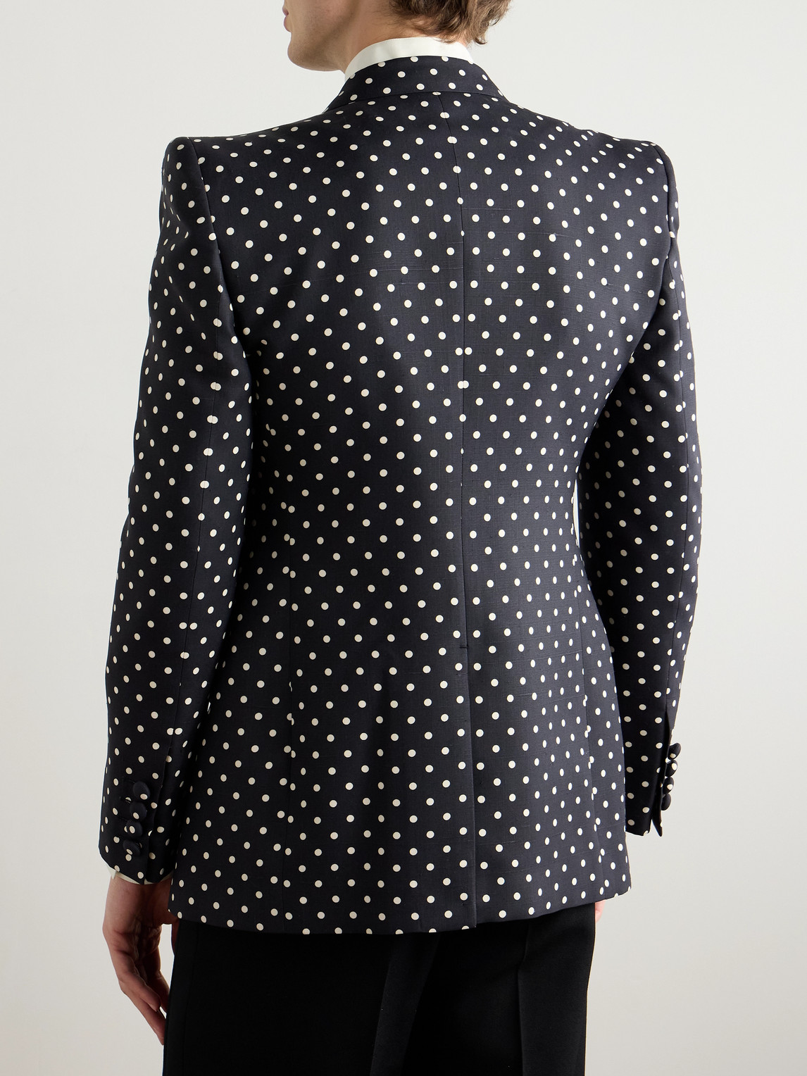 【送料&関税込】Valentino Polka Dot Shantung Blazer Valentino Slim-fit Polka-dot Silk-shantung Blazer In Black
