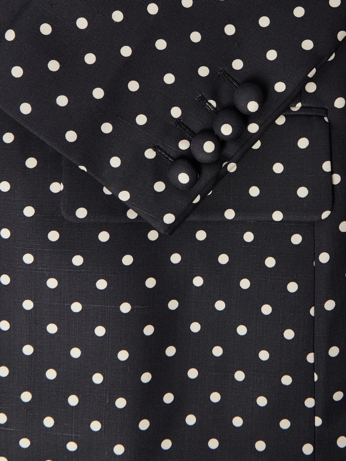 Valentino Slim-fit Polka-dot Silk-shantung Blazer In Black