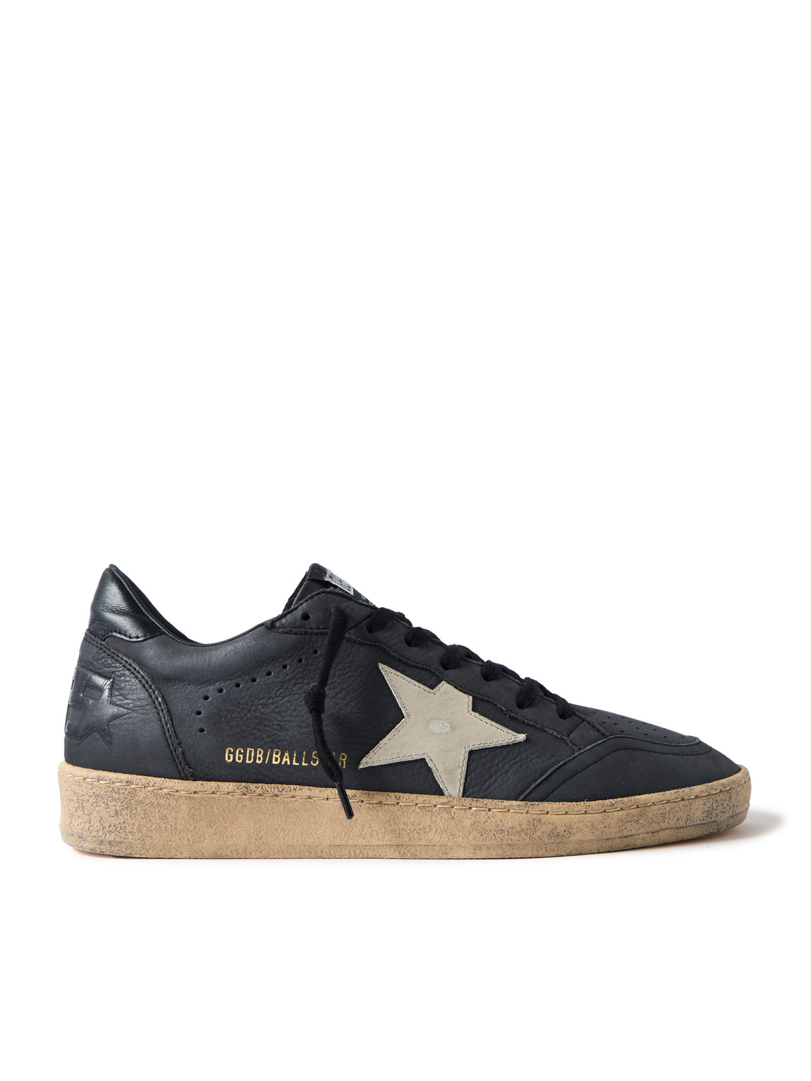 Golden Goose Ball Star Distressed Leather Sneakers In Gray