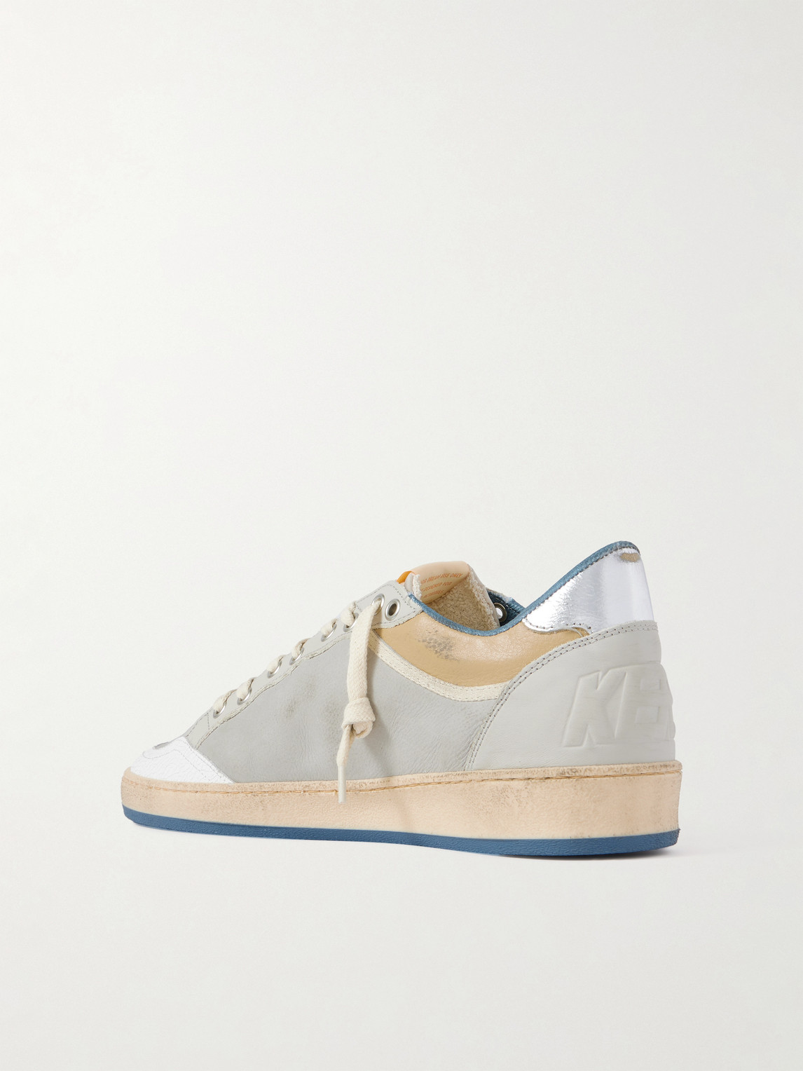 Golden Goose Ballstar Nabuk And Nylon Upper Crack Leather Toe Nylon Tongue Nabuk Star Laminated Heel Leather Spur In Gray