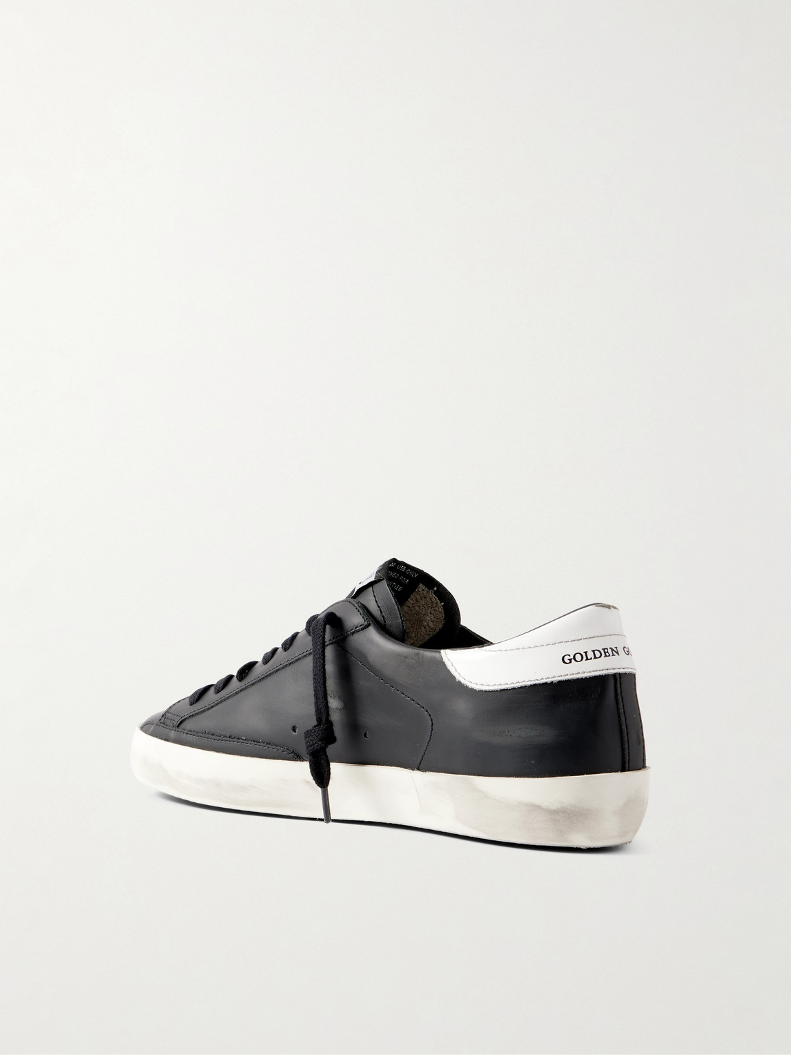 Golden Goose 'super-star' Black Low Top Sneakers With Logo Patch And Suede Details In Leather Man In Black