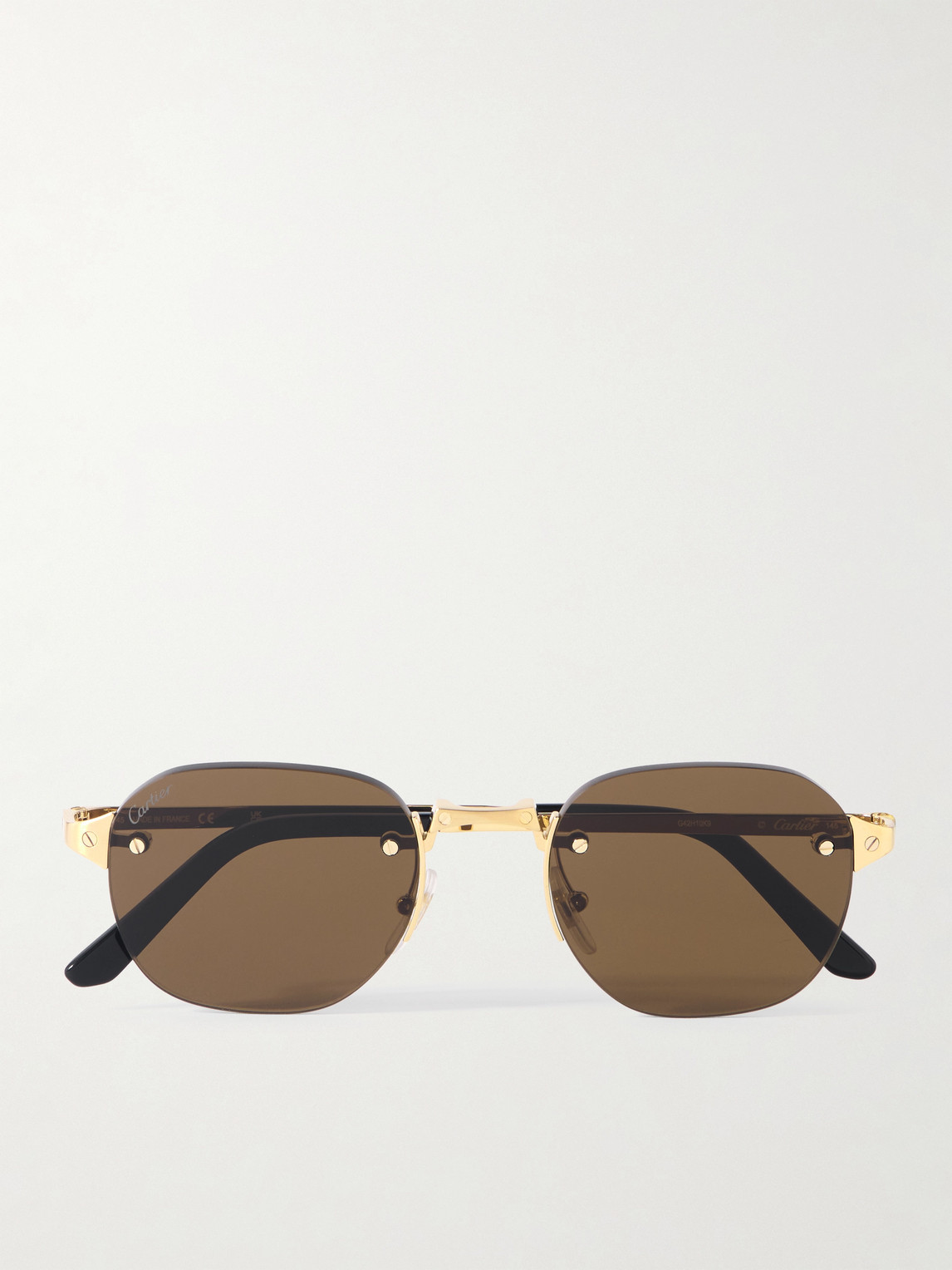 Cartier Eyewear Santos de Cartier Rimless Oval-Frame Gold-Tone Sunglasses - Men