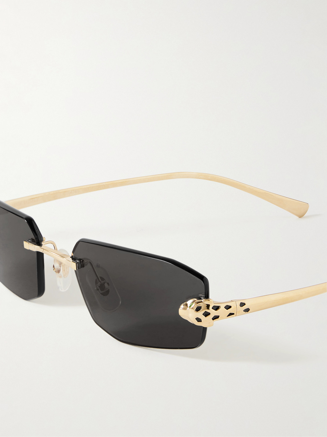 Cartier Panthère De Rimless Rectangle-frame Gold-tone Sunglasses