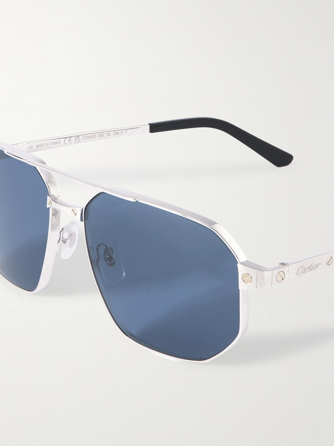 Cartier Santos De  Aviator-style Silver And Gold-tone Sunglasses In Silver
