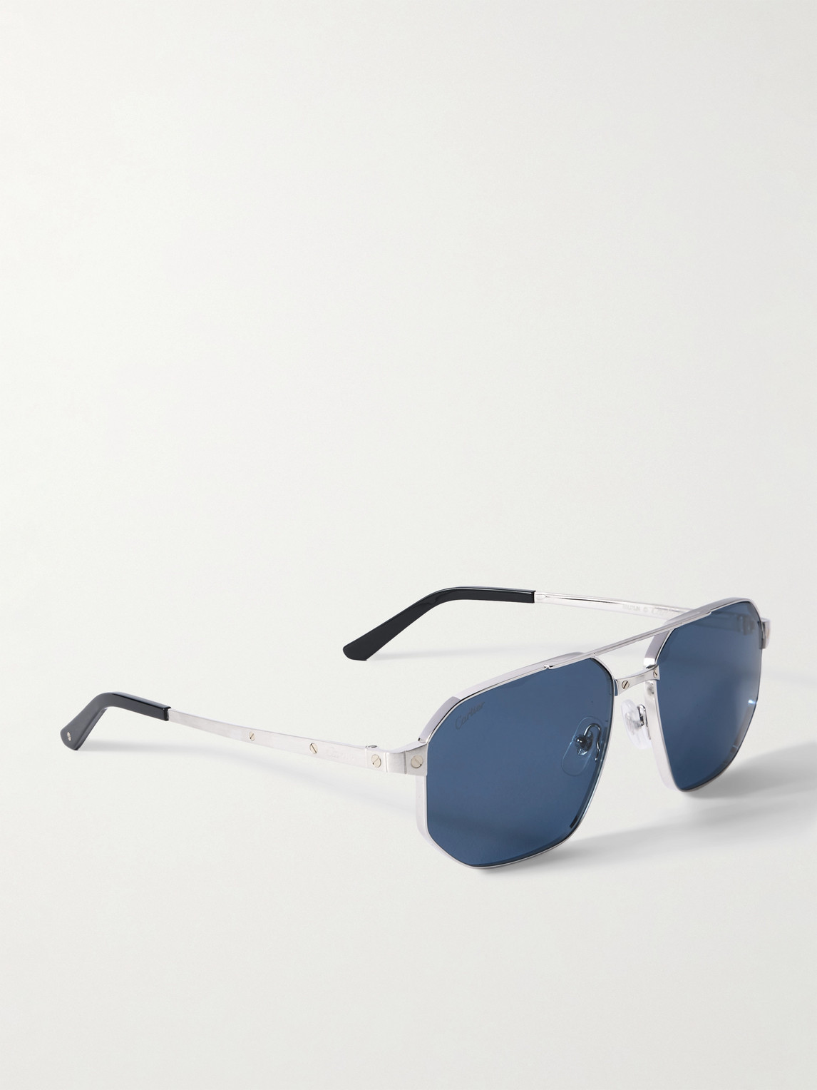 Cartier Santos De  Aviator-style Silver And Gold-tone Sunglasses In Silver