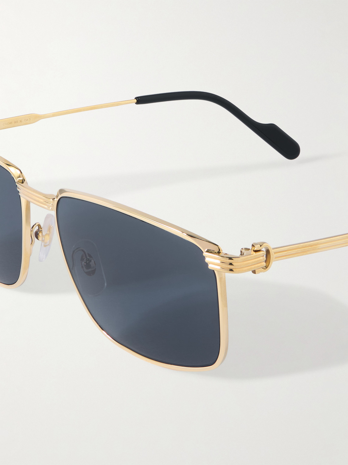 Cartier Première De Rectangular-frame Gold-tone Sunglasses In Blue