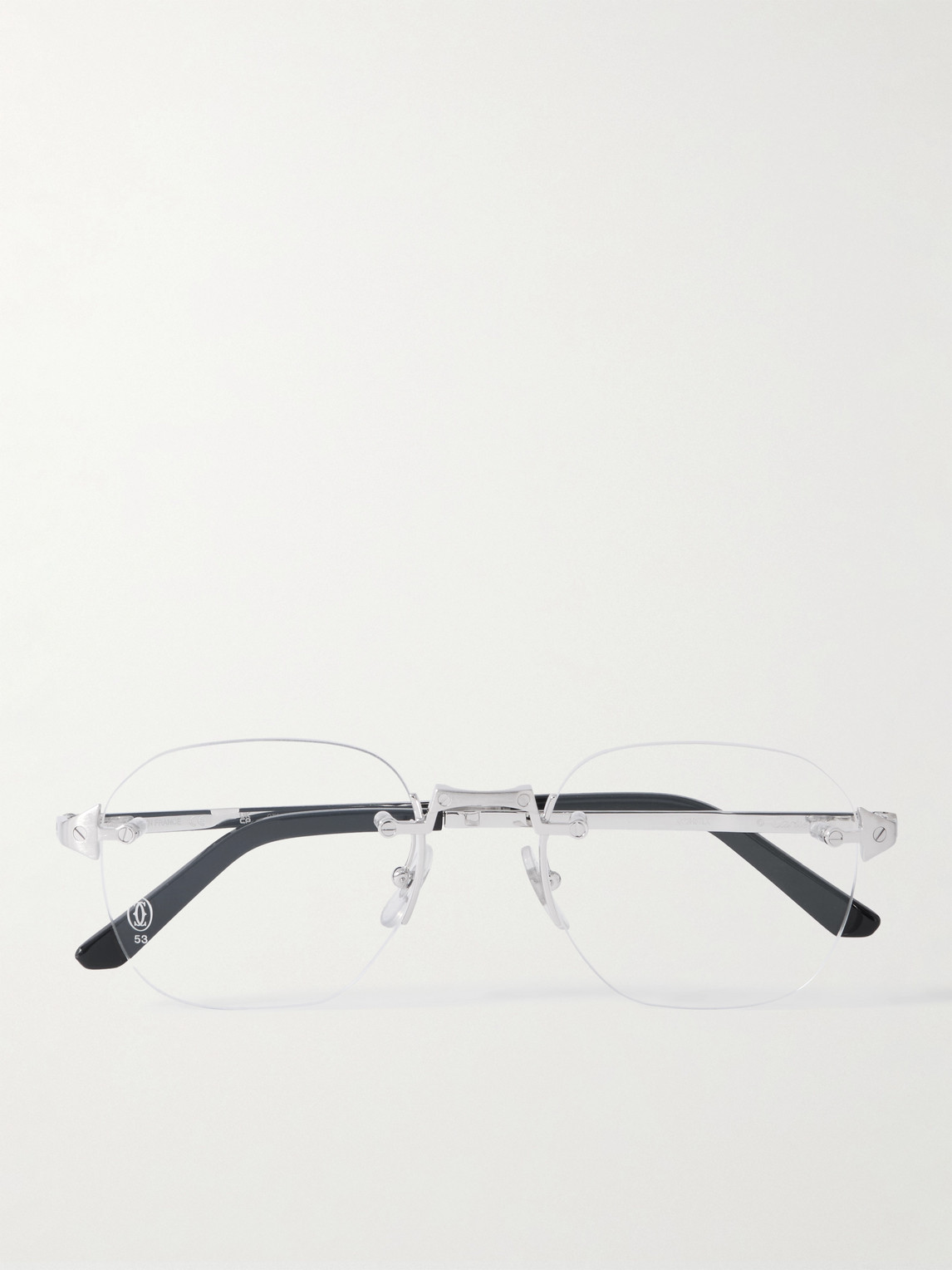 Cartier Eyewear Santos de Cartier Rimless D-Frame Silver-Tone Optical Glasses - Men