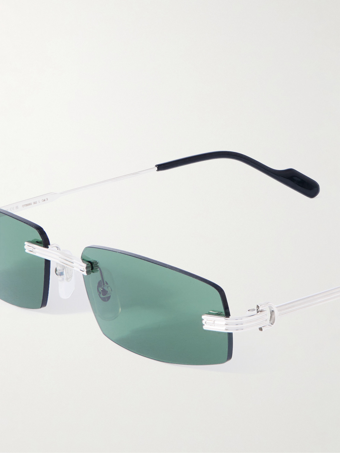 Cartier Rimless Rectangular-frame Silver-tone Sunglasses In Silver