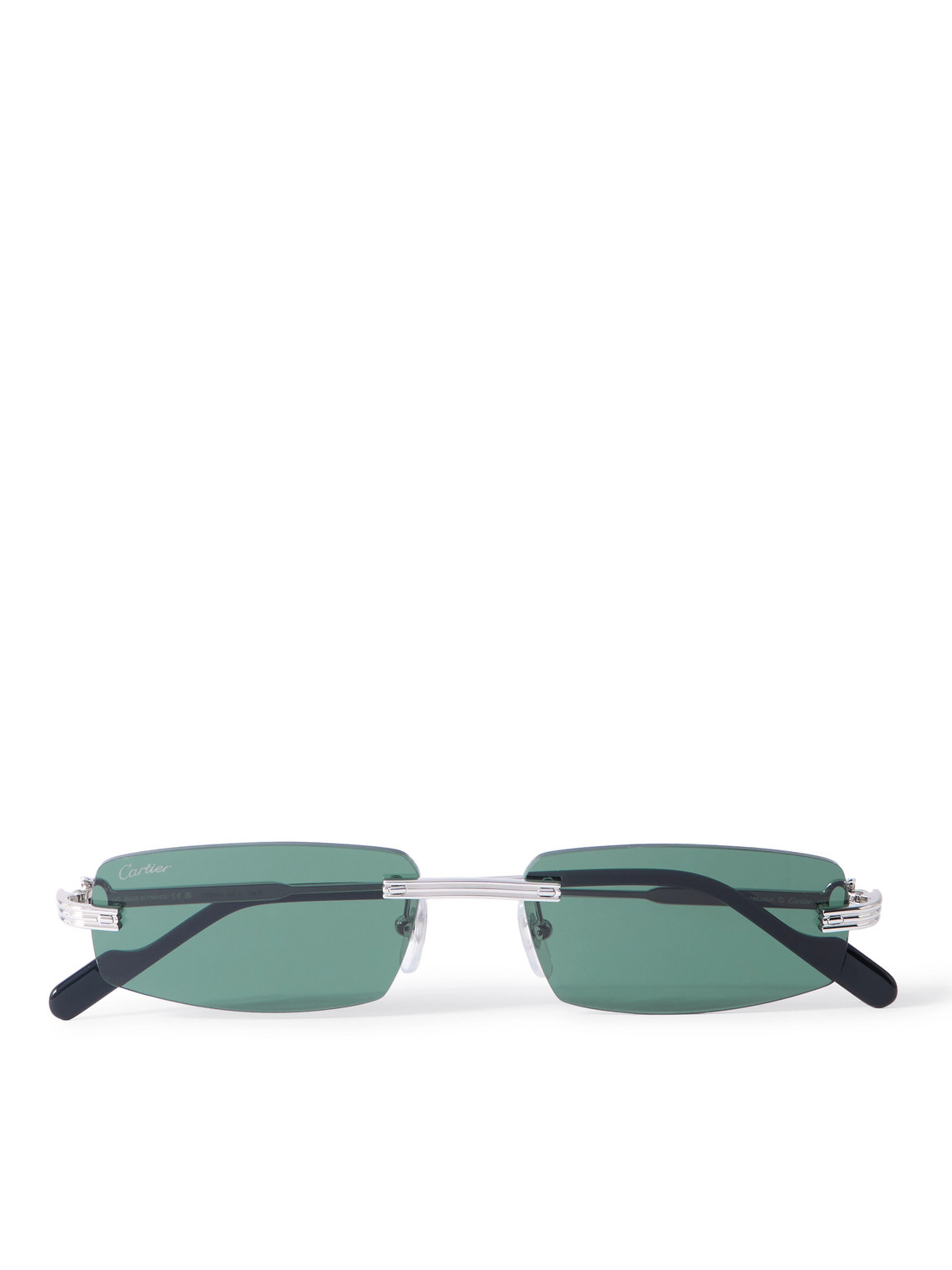 Cartier Rimless Rectangular-frame Silver-tone Sunglasses In Metallic
