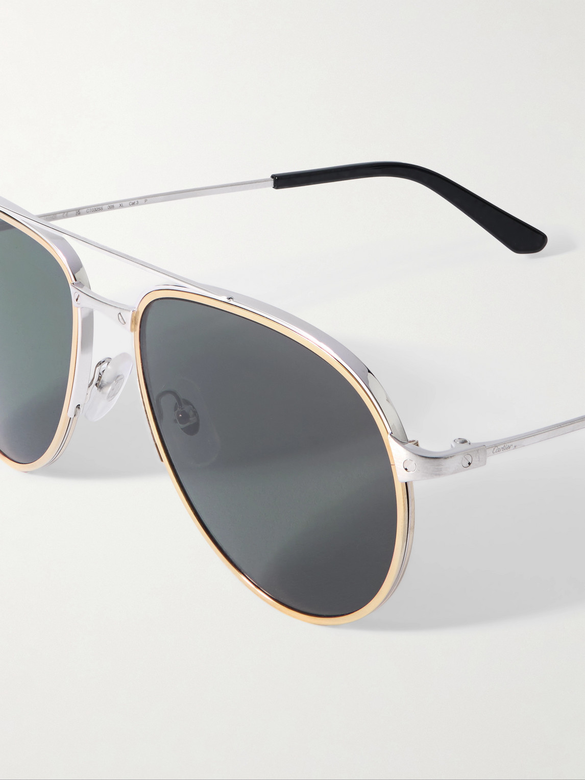 Cartier Santos Evolution Aviator-style Gold And Silver-tone Sunglasses In Gold